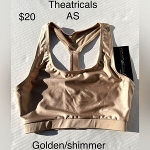 Theatricals dance crop top adult Small nude tan gold/shimmer NWT